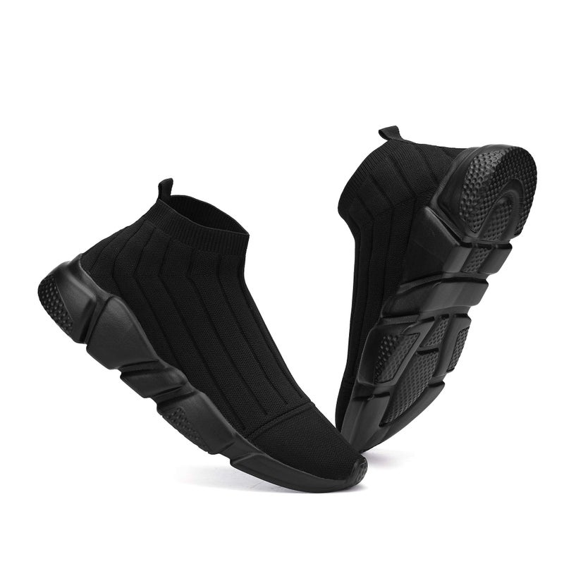 Casbeam Men's Running Knit Comfortable Lightweight Breathable Casual Sports Shoes Fashion Sneakers Slip-On Walking Shoes All Black Size 11 - Image 5